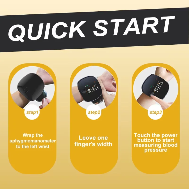 Automatic Electric Wrist Blood Pressure Monitor with Touchscreen LED Display Accurate Memory Function for Home Use