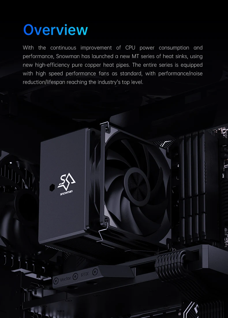 Snowman 6 Heat Pipe CPU Cooler - Quiet & Efficient Cooling