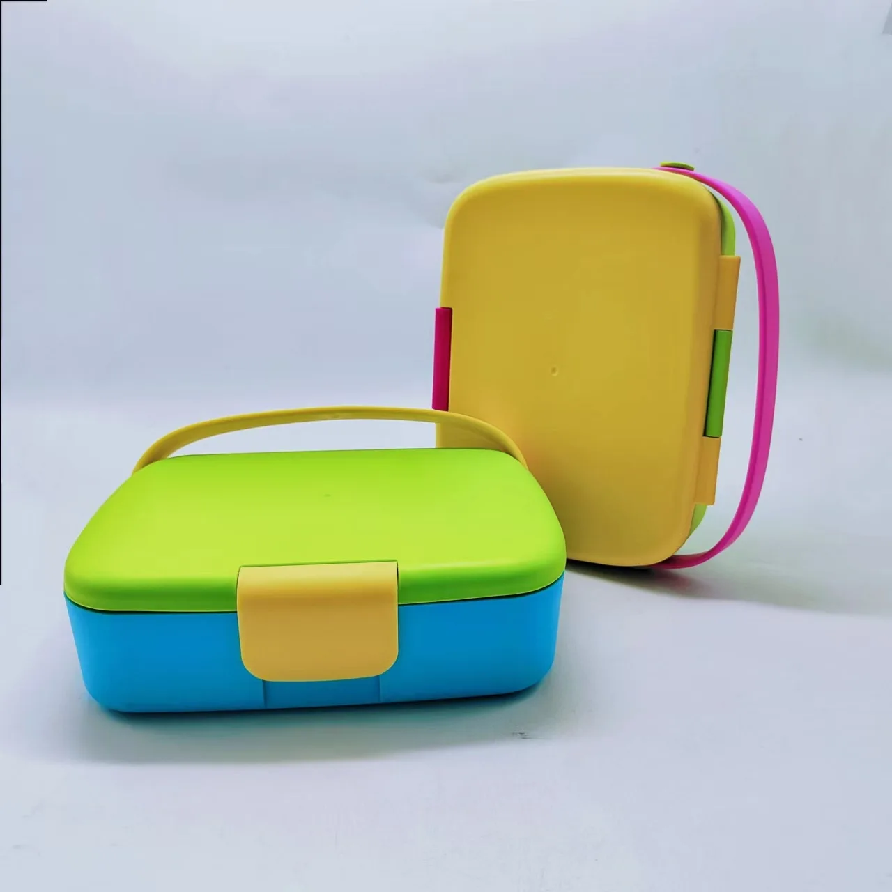 Munchkin Bento Box Toddler Lunch Box, BPA-Free, Green/Yellow/Blue