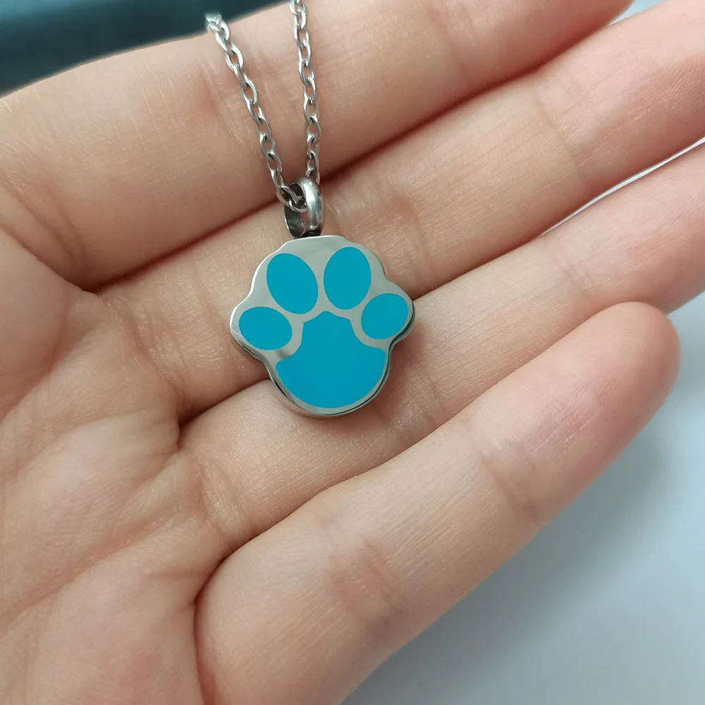 Cremation jewelry stainless steel urn cat paw urn necklace cat and dog ashes memorial pet urn pendant mini souvenir urn pendant