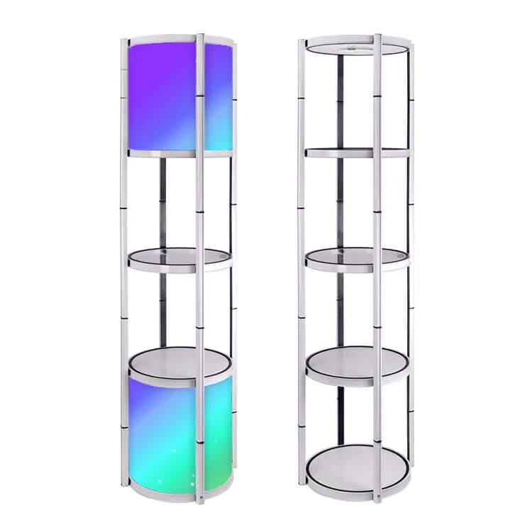 Factory 4 Layers Twisted Tower Showcase Display Stand With Led Light ...