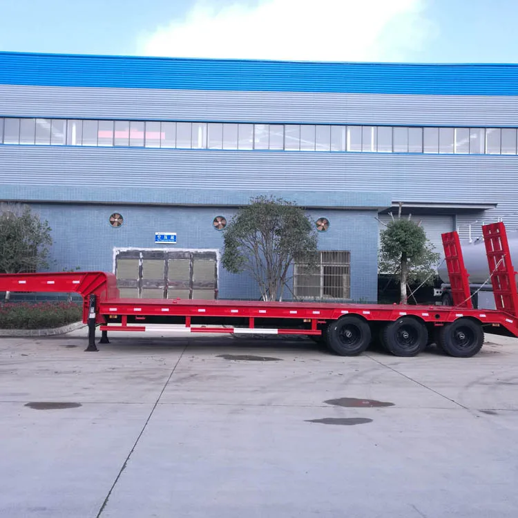 China top brand 3 Axle 70ton Low Bed Semi Trailer with Hydraulic Ramp low bed Trailer Bestsellers fast delivery ready on ship details