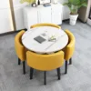 Imitation stone pattern round + yellow leather chair