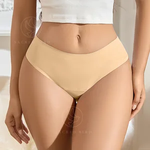 Cross-Border Traceless Low Waist Breathable Four-Layer Wave Bottom Lengthened Leak-Proof Plus Size Women's Underwear Pants for