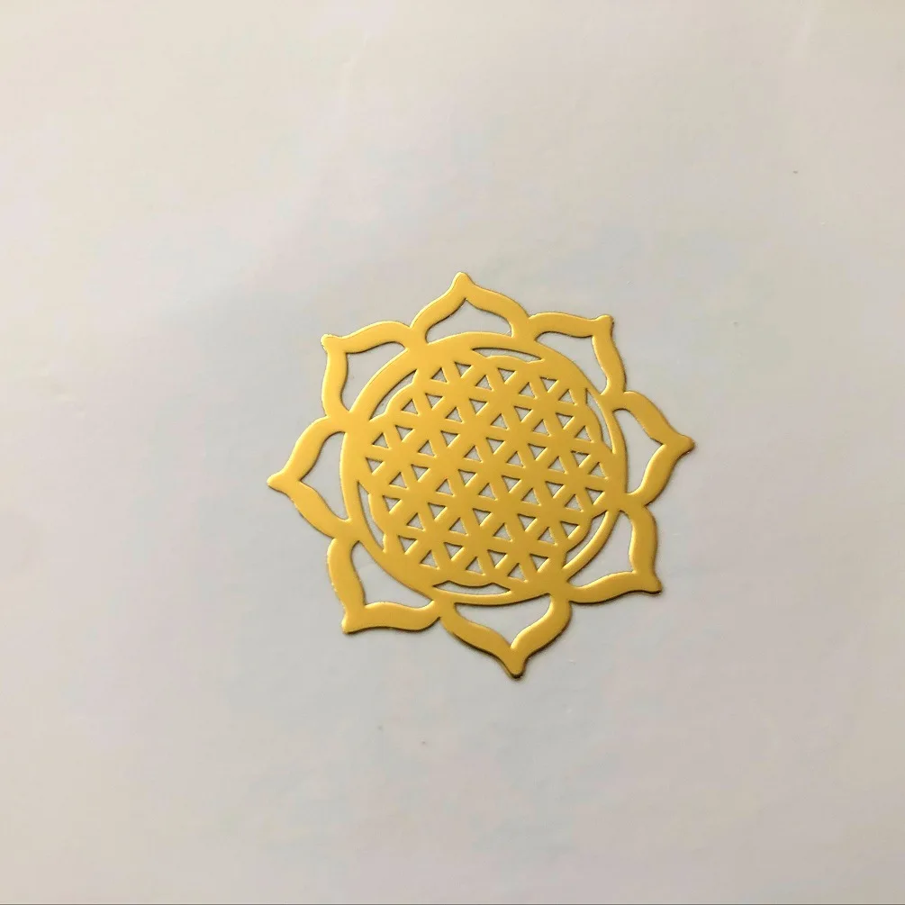 Copper Stickers Nickel Sticker Life Tree Pyramid Metal Energy Tower Orgonite Seven Chakra Geometric Flower Custom Sticker Accept