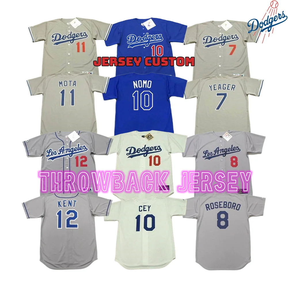 Men's Los Angeles 7 Steve Yeager 8 Gary Carte 10 Hideo Nomo 12 Dusty Baker  Throwback Baseball Jersey Stitched S-5xl - Buy Steve Yeager Jersey,Gary
