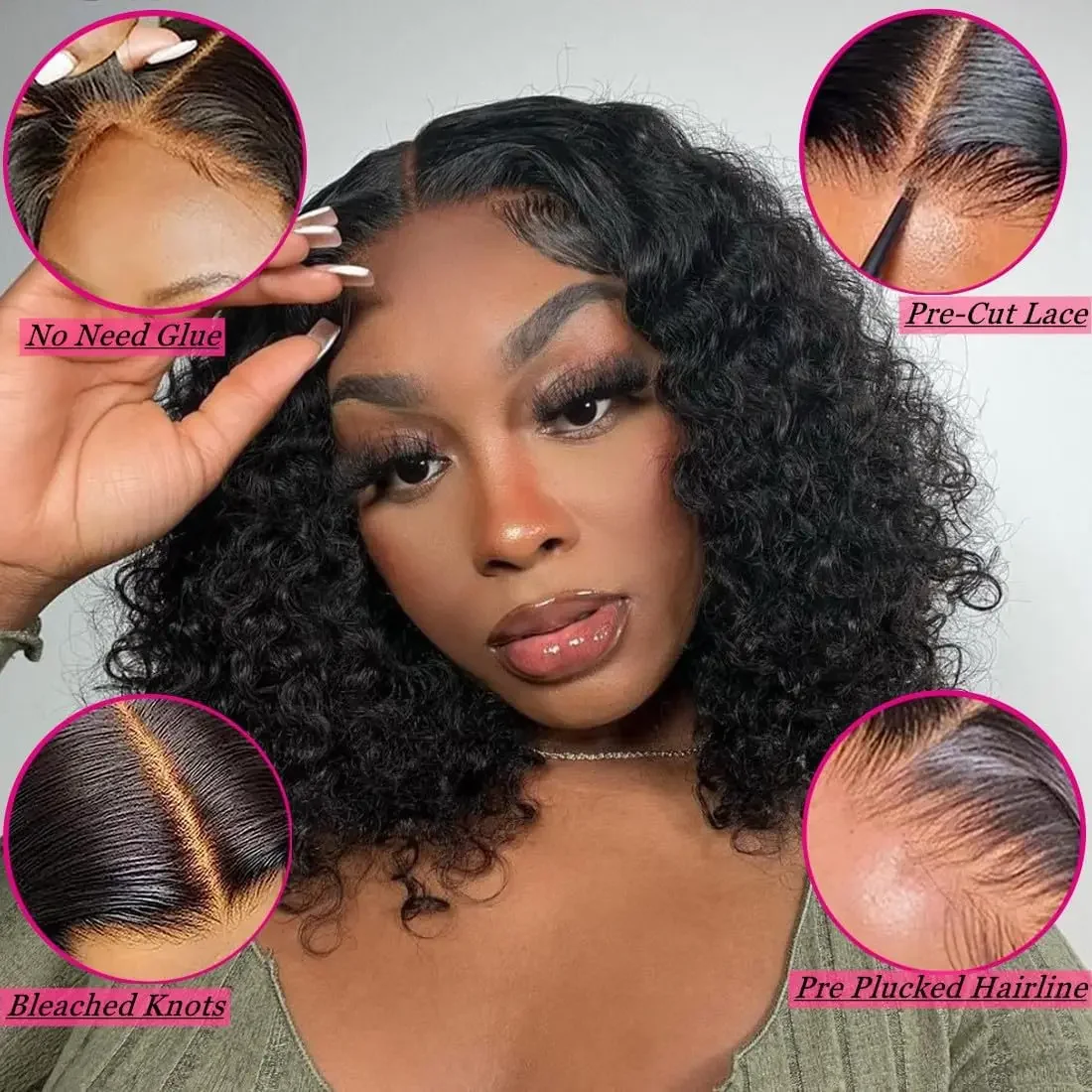 Echthaar Bob Perücke Deep Wave Lace Front Ohne Kleber Vorgezupft_voghion.com