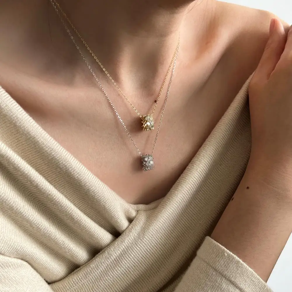 KAKODIY Luxury 18K Gold Plated 5A Cubic Zirconia Roller Pendant Necklace 925 Sterling Silver Jewelry detail 1