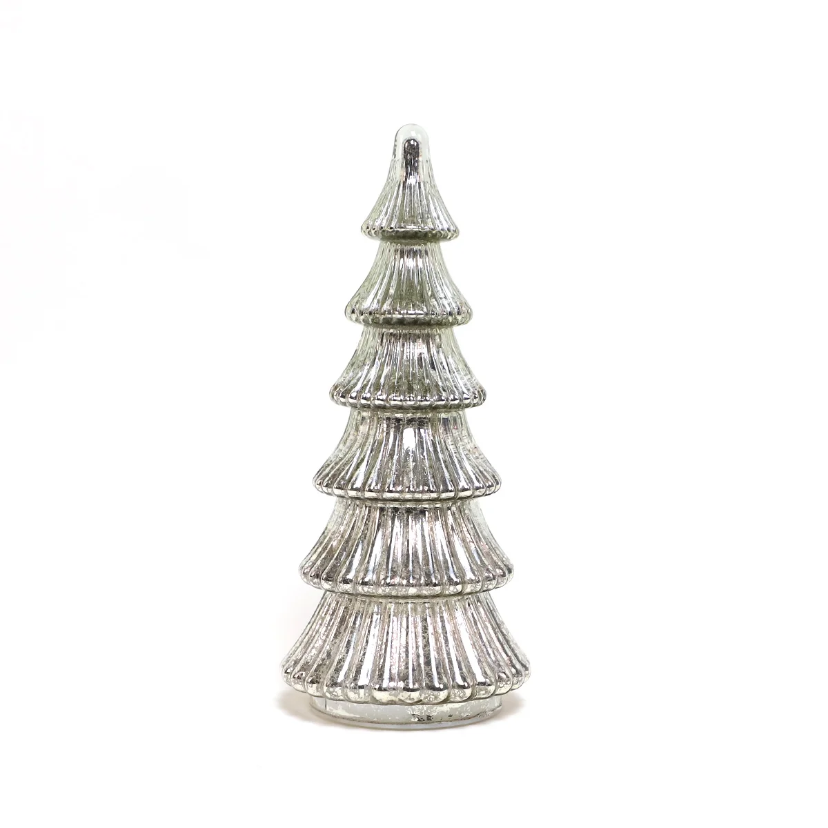 Christmas Luminous Glass Ornaments Holiday Indoor Xmas Tree Lighted UP Suitable for Home Party Decoration Silver Tree