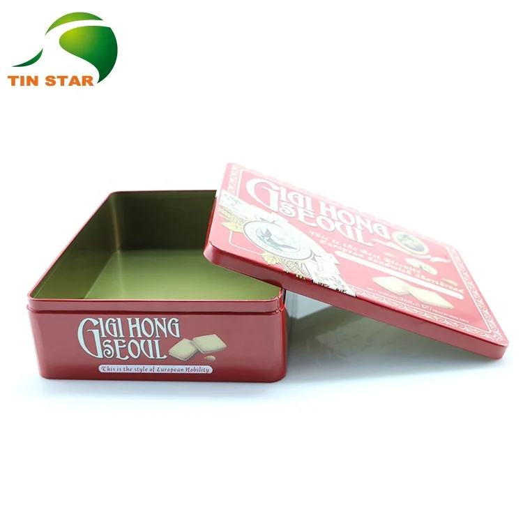 Popular Christmas Decorative Food Grade Small Metal Biscuit Cookie Box Tin With Lid