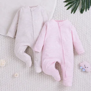 Baby Cartoon Foot-wrapped Long-sleeved Cotton Pajamas Zippered Climbing Clothes for Men Women Spring Autumn Newborn