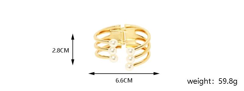 Hot in Europe and America Multilayer Irregular Semi Closed 18K Gold Pearl Wide Edge Bangle Bracelet for Woman