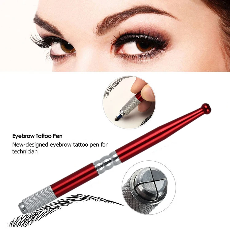Professional Microblading Pen with Crossing Lock-Needle Device Multiple Needle Types and Lightweight Aluminum Alloy Design