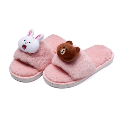 faux fur kids slippers