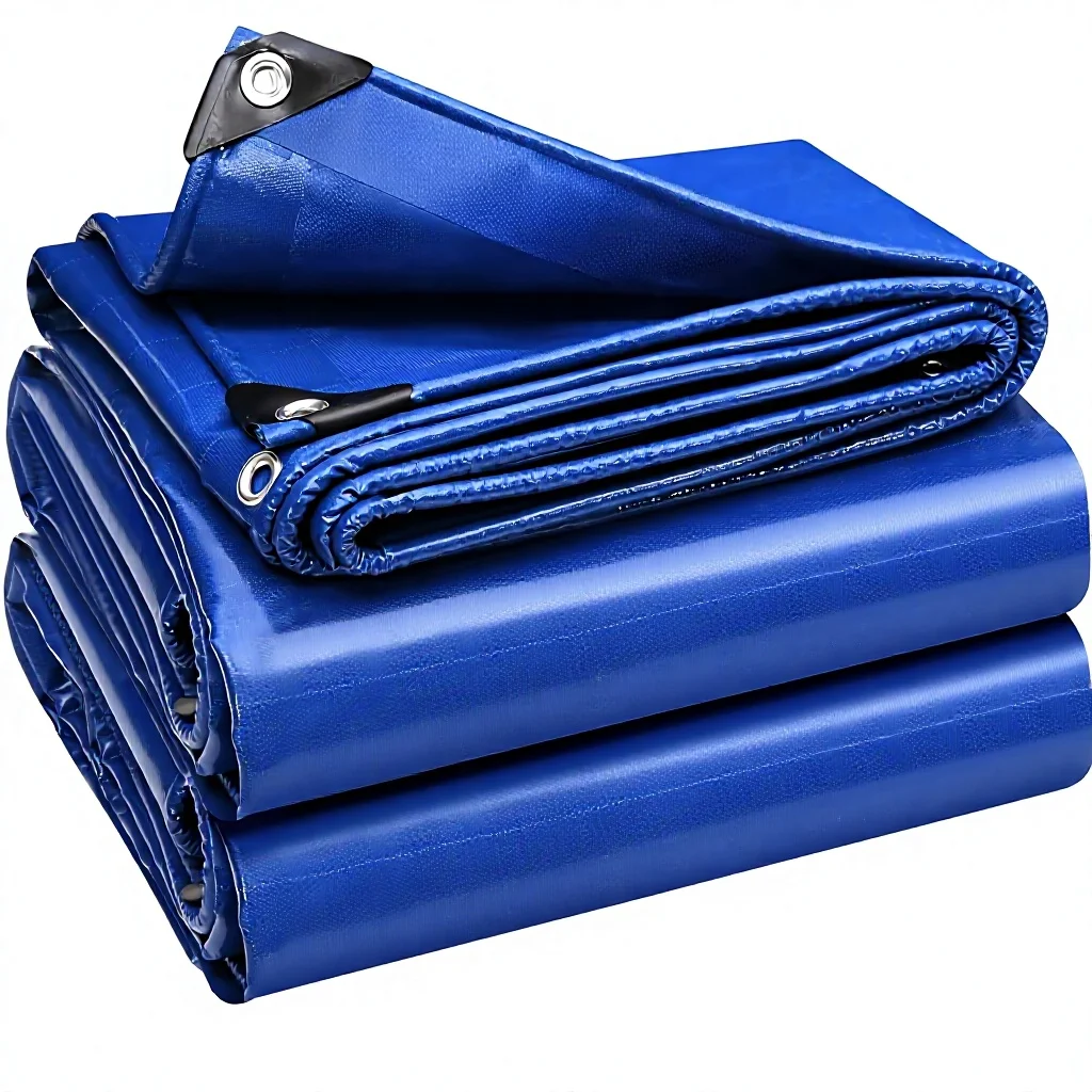 Heavy Duty PVC Coated Canvas Tarpaulin 10x12 FT Waterproof Outdoor Tarp with Grommets for Truck Boat Roof Tent Construction