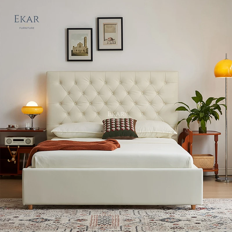 product new design ekar eco leather half leather bedroom queen bed-59