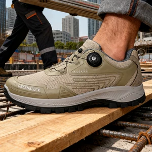 Anti-collision Toe Breathable Fly Knit Upper Wear-resistant Anti-slip Outdoor Hiking Shoes Lightweight Comfortable Casual Shoes