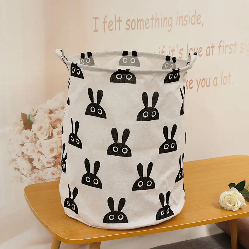 Factory Hot Selling Fashion Grey White Beige Canvas Cotton Fabric Laundry Storage Basket supplier