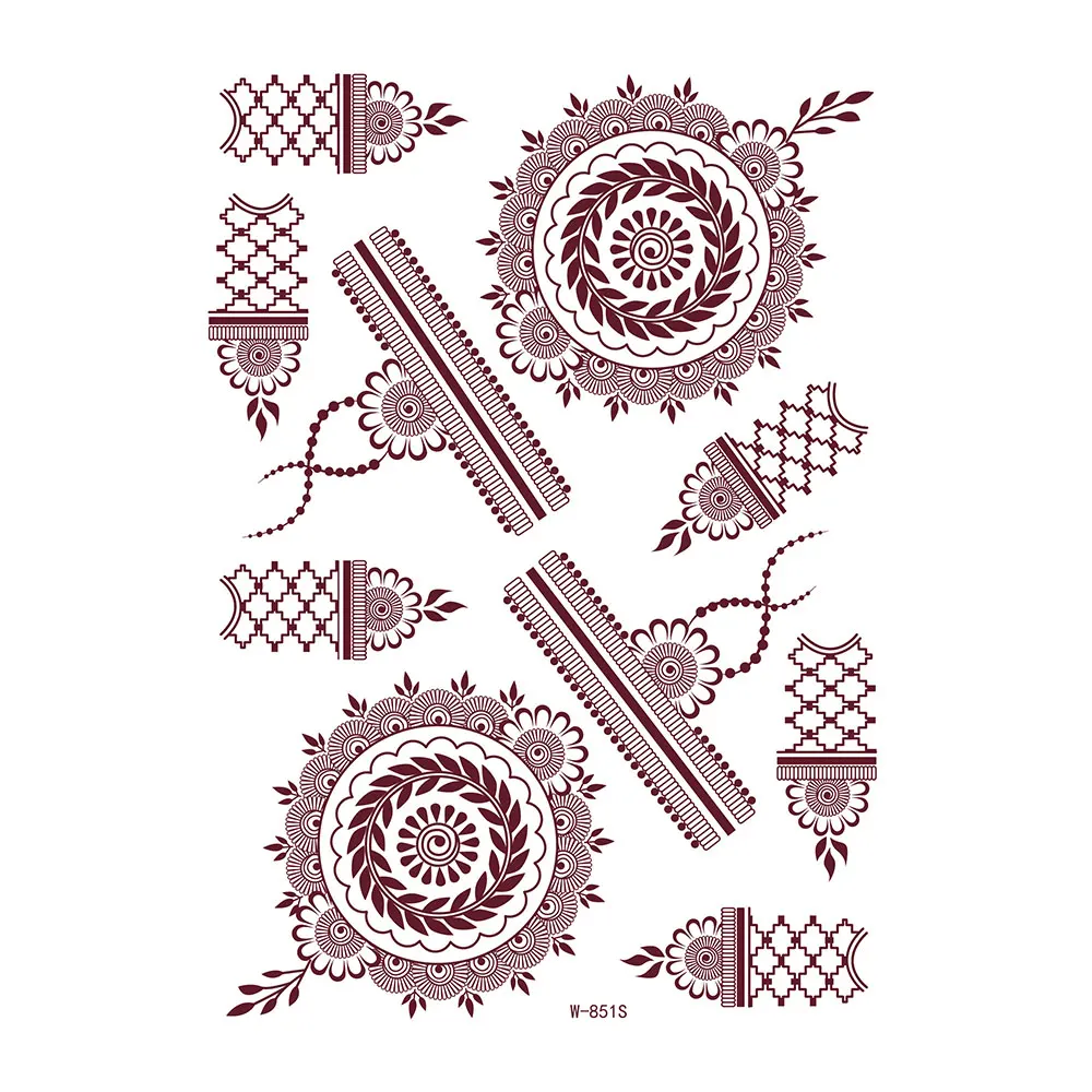 Красивая наклейка, тату-наклейка хной, временная черная белая красная хна, наклейка для татуировки рук