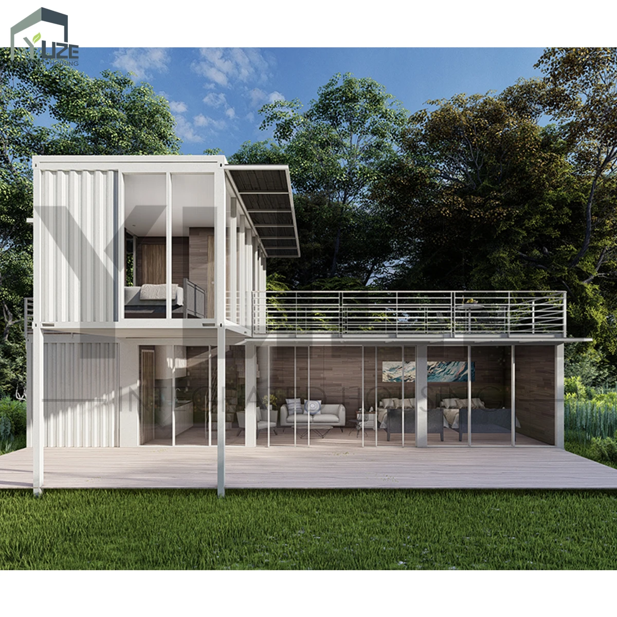 China Prefabricated Durable Steel Material Frame House Residential 2 Storeys 3 Bedroom Villa Container Hotel Home for Australia