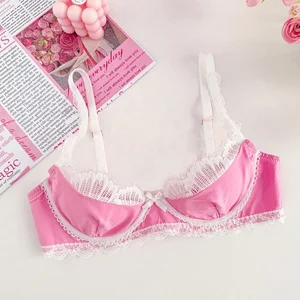 Highly Durable Beautiful Women Push-Up Breathable Lace Knitted 3/4 Cup Underwire Bra in Bulk