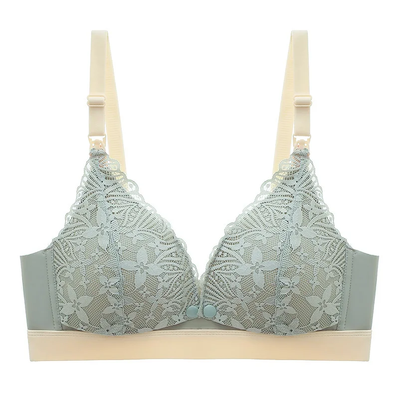 2023 Wholesale Seamless Front Buckle Nursing Bra Lace Plus Size Adjustable Nursing Ice Silk