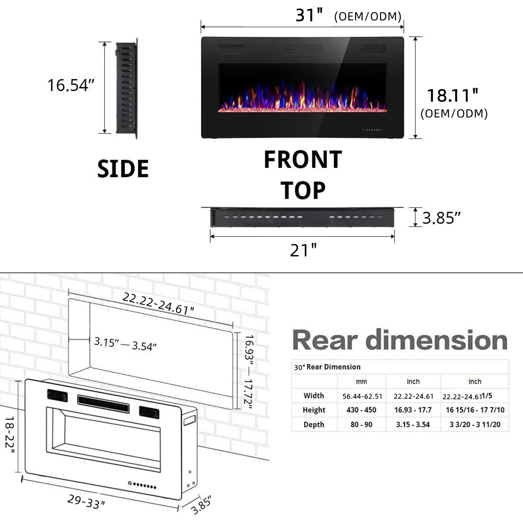 Electric Fireplace, 3d, Wall - detail 20