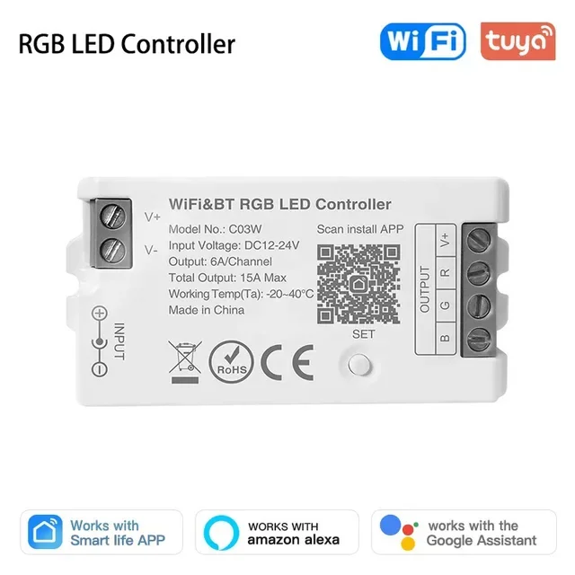 SEZO C02W Contrôleur LED CCT WiFi Bluetooth Compatible Alexa Google Home Tuya