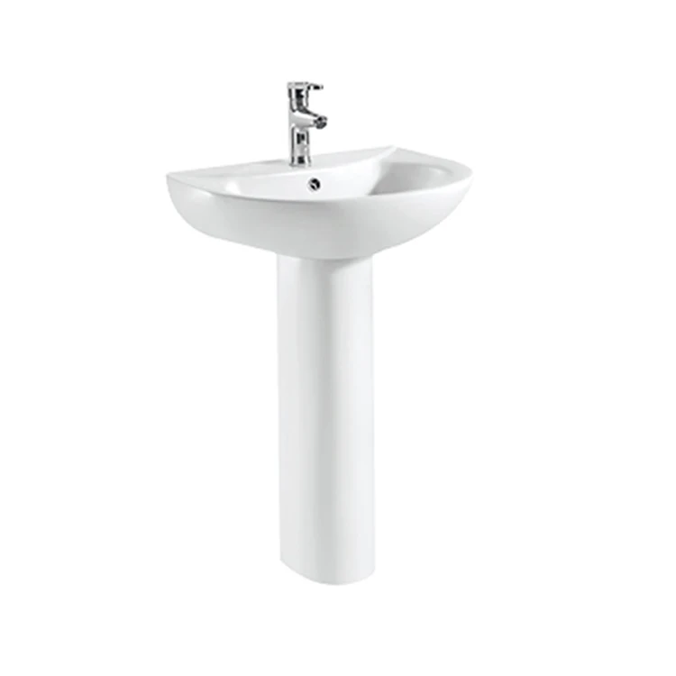 China Factory South America Basin With Pedestal Floor Bathroom Sanitary Oval Wash Sink Pedestal Basin