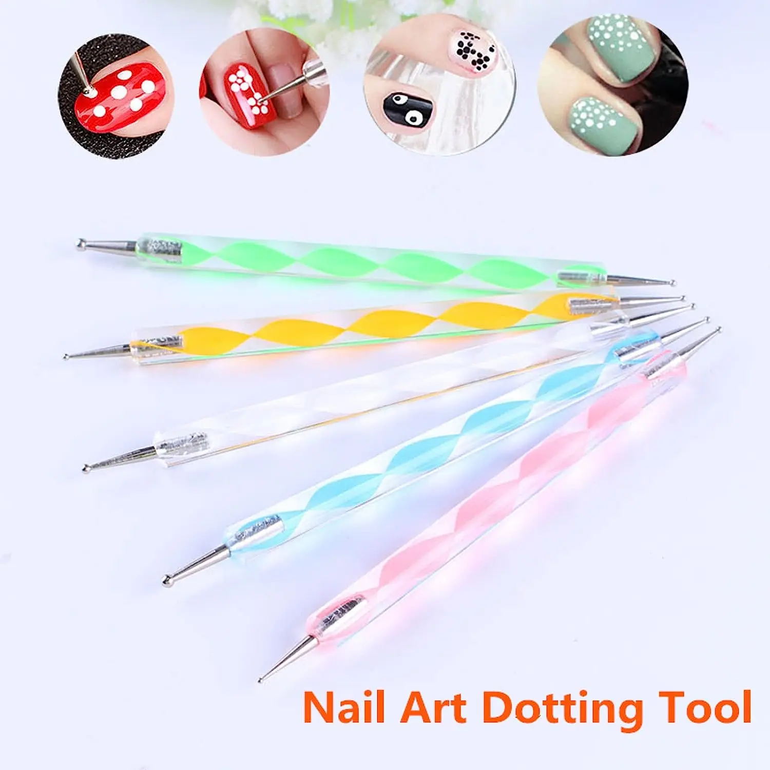  5 pc 2 Way Dotting Pen Tool Nail Art Tip Dot Paint