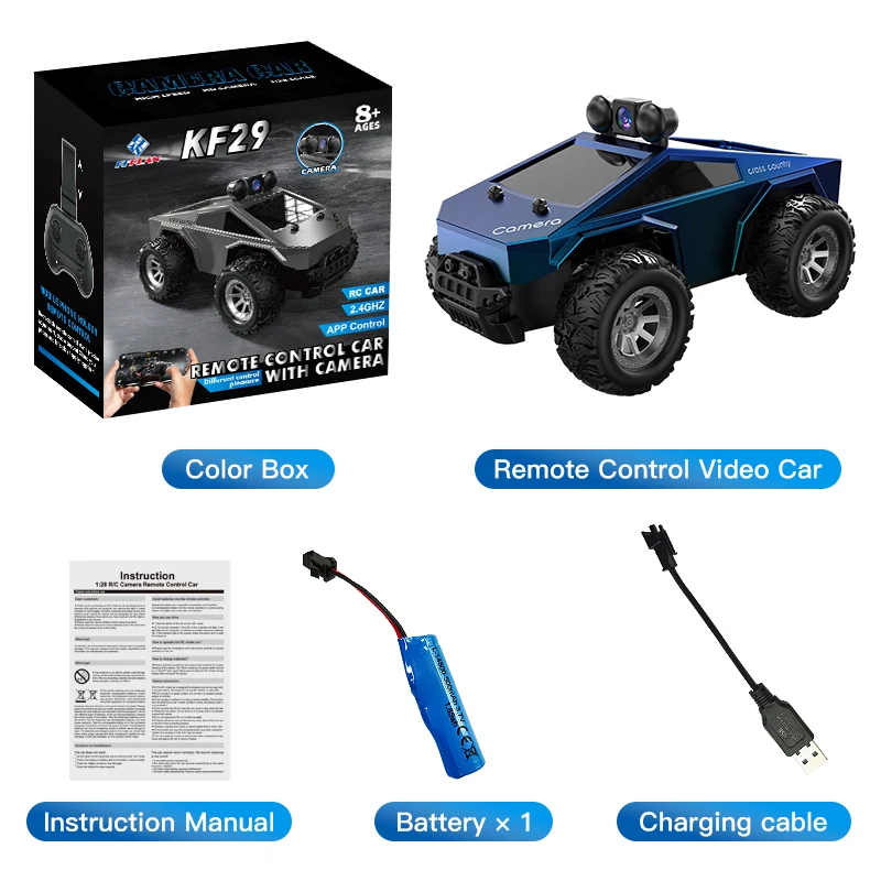 New Arrival HOSHI KF29 RC Car 1/28 Scale Mini Cyber Truck Toy Small Car with FPV Camera Remote Control Car Toys for Boys