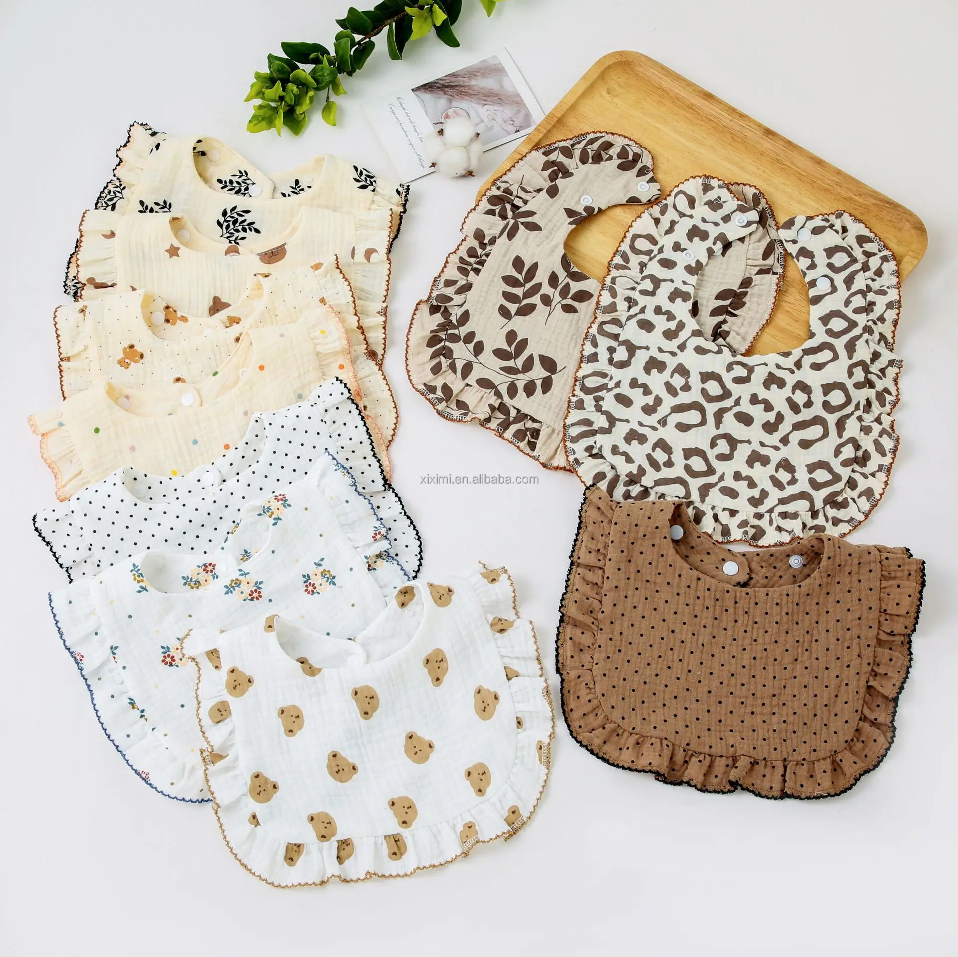 WinReal Baby Muslin Bibs For Baby 5 Pcs Bandana Bibs Soft Drool