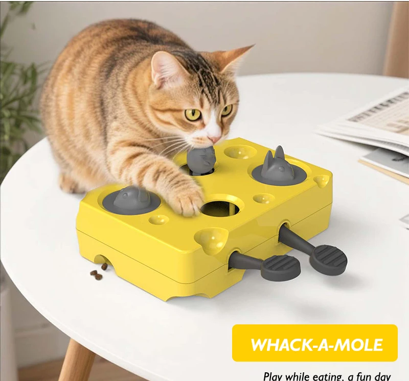 Cat Toy Self Pleasure Reliever Kitten Pet cat Slow Food Puzzle Whack-a-mole Box Interactive Concentration Training supplier