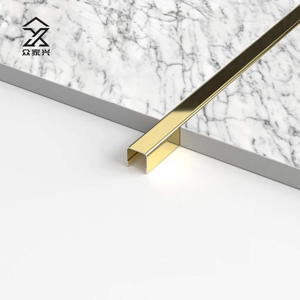 Factory Price Ceramic Corner Edge Golden Industrial U Shape Brushed stainless steel stair parts edge Tile Trim manufacture