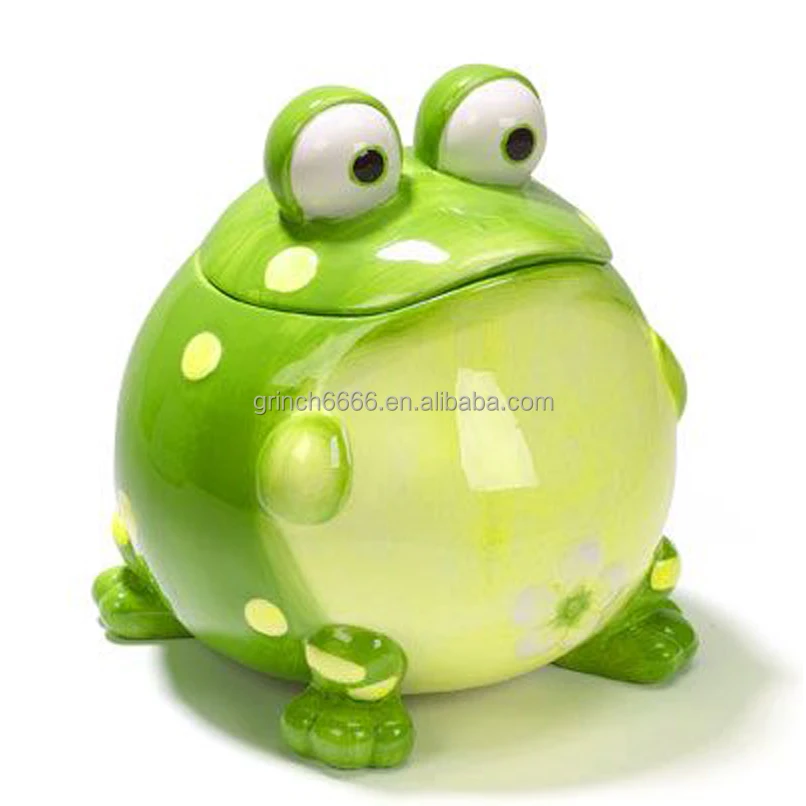 Ceramic Frog Cookie Jar Modern Gift White Ceramic Cookie Storage Jar