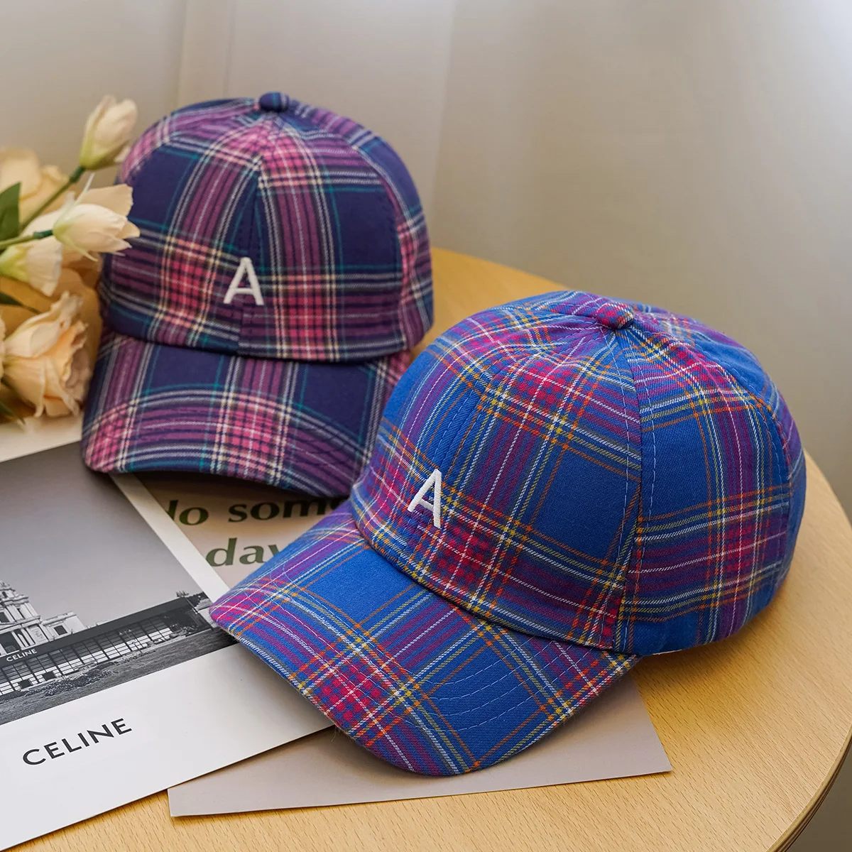 womens plaid baseball cap