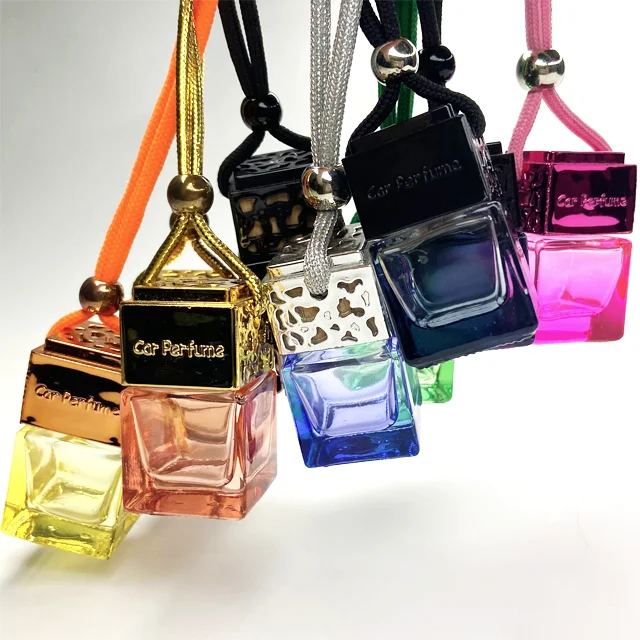 8ml Square Bottle for Hanging Car Air Freshener Perfume Pendant Empty Glass Car Diffuser Bottle
