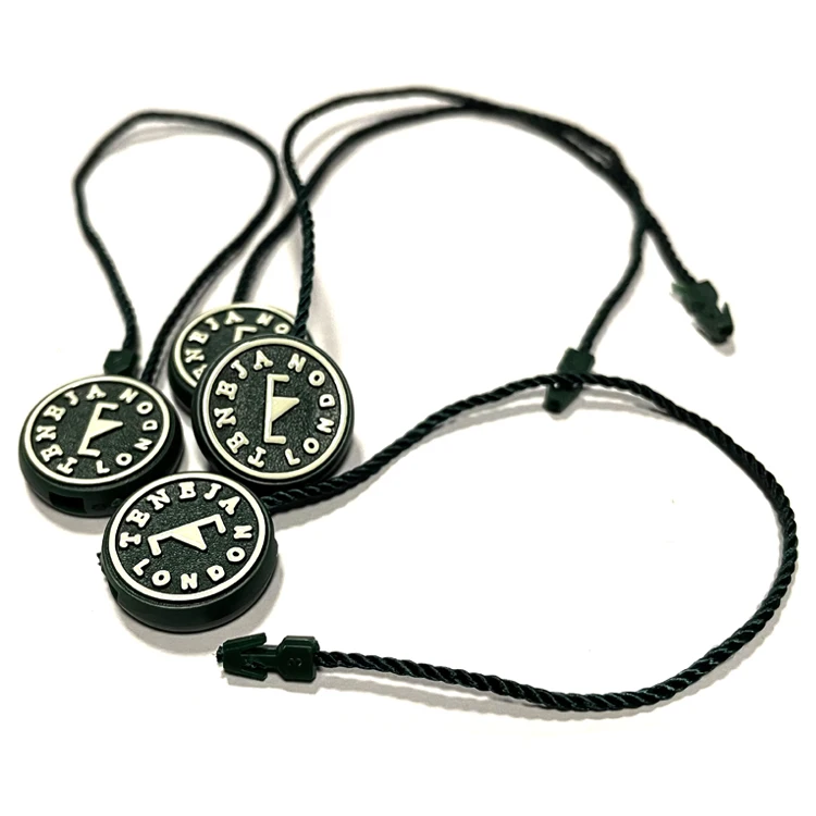 Custom Embossed Brand Name Logo Hang Tag Lock Seal Fastener with Nylon String