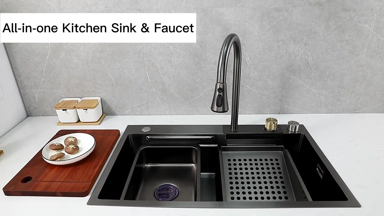 Aquacubic Drop In Black Upc Kitchen Sink 16 Gauge Deep Stainless Steel Topmount Workstation