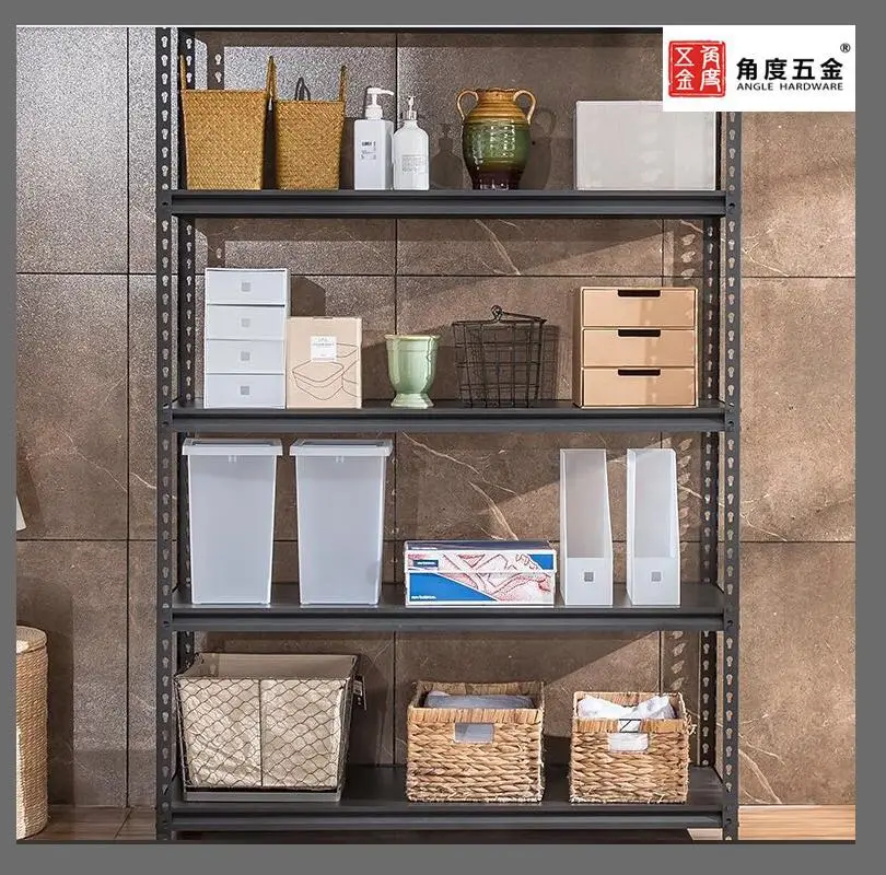 JD 5 Layer Shelving Importer  Bolt Free Steel  Angle Post  Rack Withl Wooden Boards  Iron Angle Steel Post Light Duty Muscle