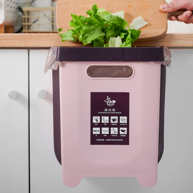 Collapsible Trash Can Folding Dustbin Garbage Bin Foldable Garbage Trash Can Kitchen Plastic Food Waste Bin Foldable Waste Bins