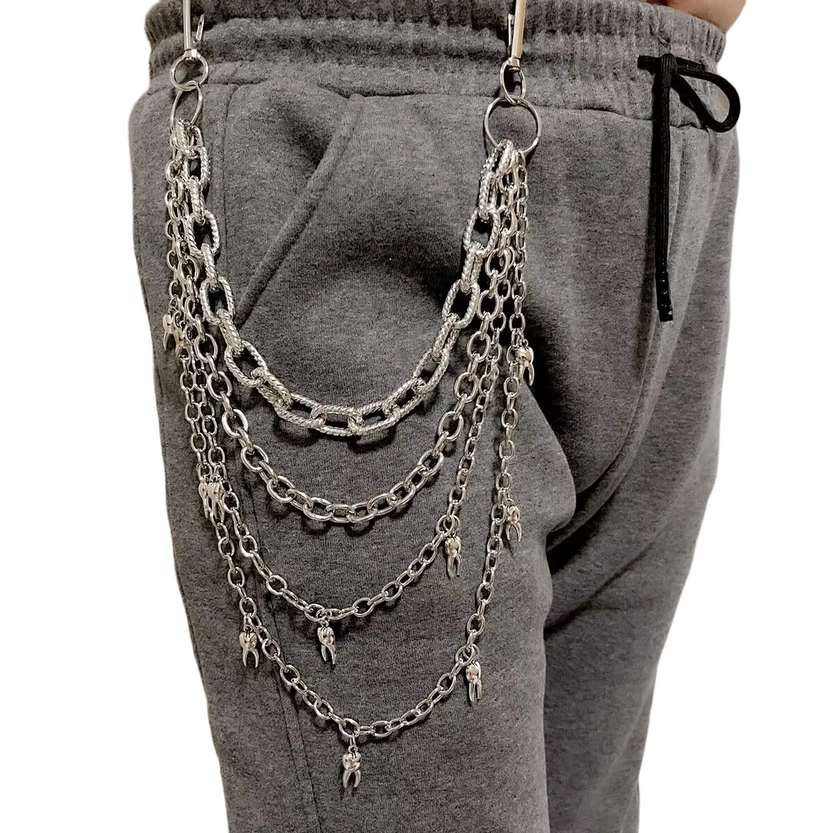 Personality Metal Teeth Pendant Waist Chain Female Hip Hop Chic