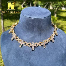 Classic Custom Cross Hip Hop Jewelry Necklace  Iced Out Cuban Link Chian Cubic Zirconia Necklace