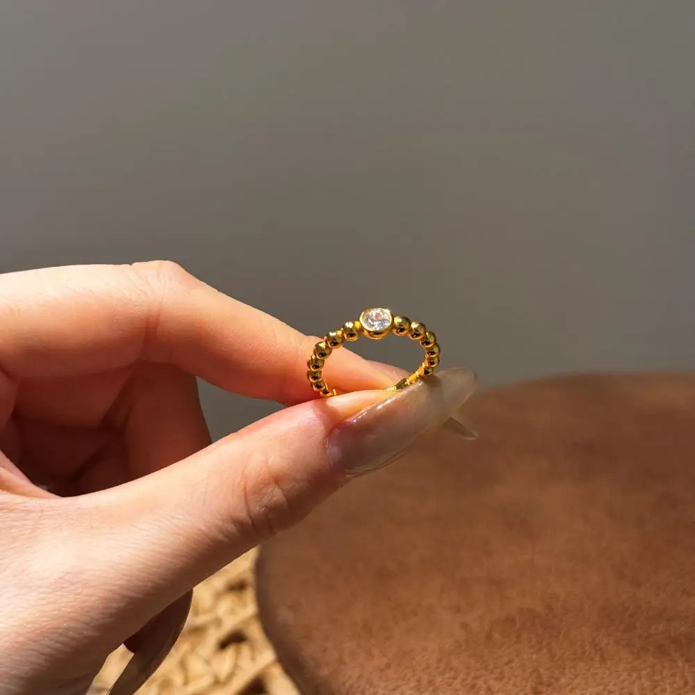 KAKODIY New Bead Chain 18K Gold Plated Ring Women's Jewelry Engagement Ring 925 Sterling Silver Wedding Ring detail 4