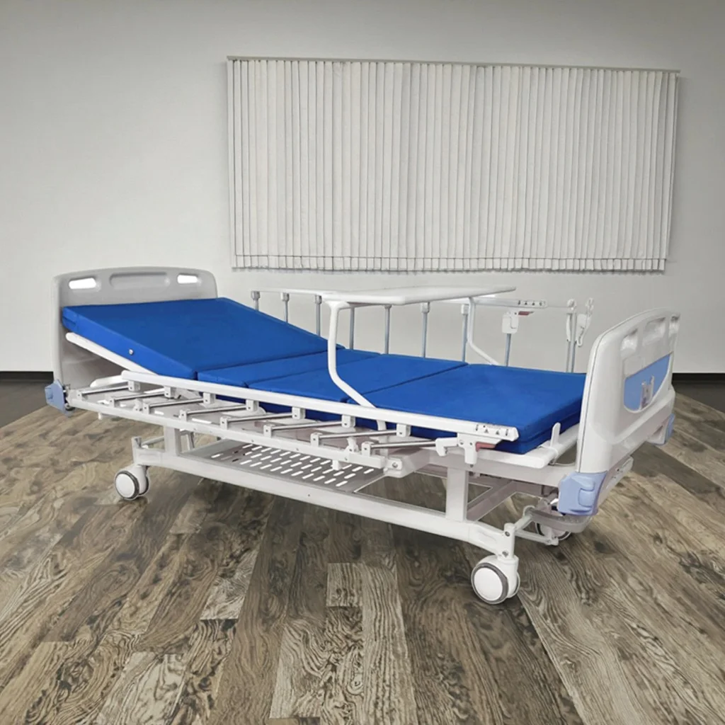 Adjustable Modern Foldable Hospital Bed with 3 Lead Rods Manual Medical Furniture Back Leg Rest and Height Adjustment 5