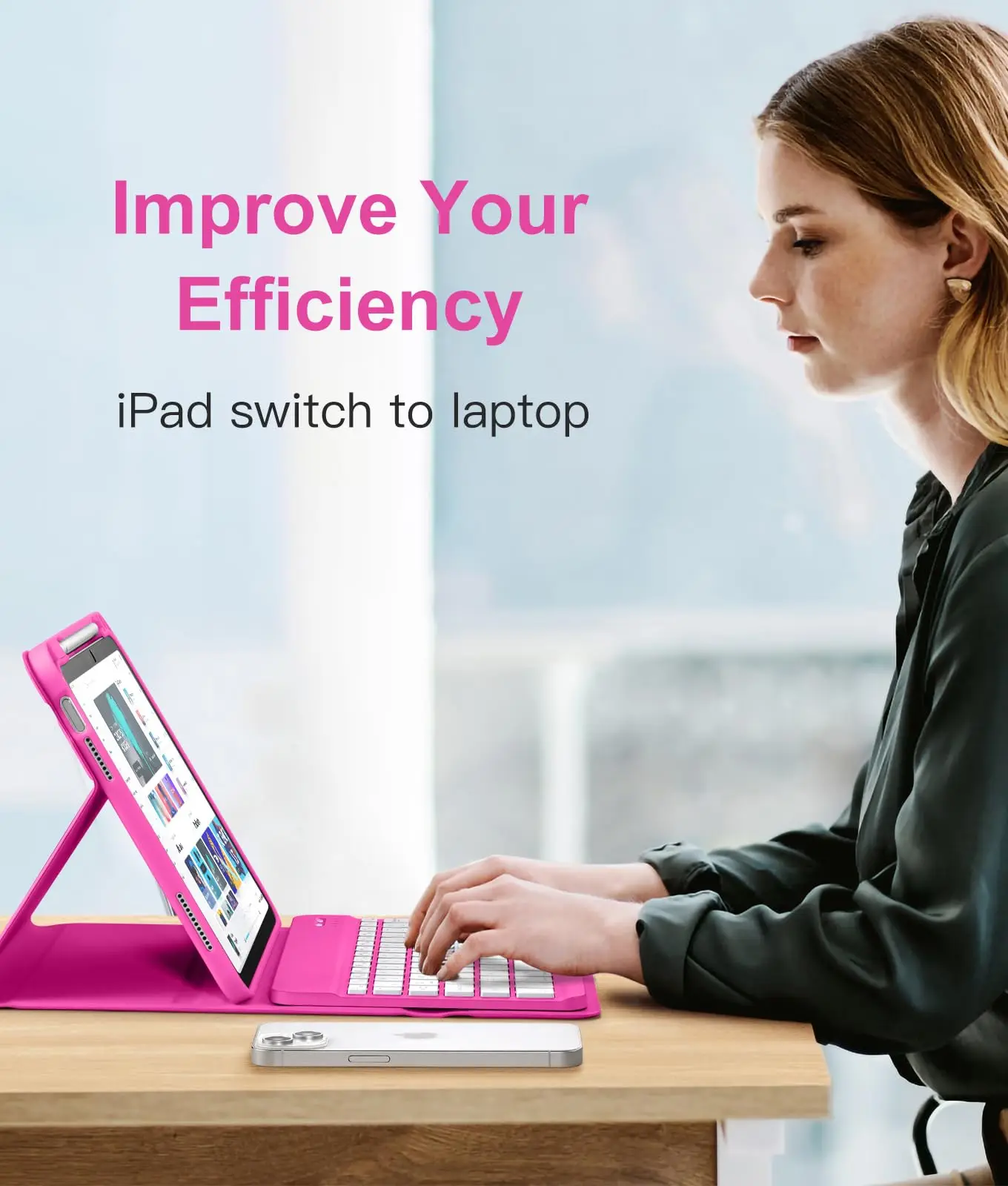 product laudtec for ipad 11th case with keyboard 7 colors backlit wireless detachable folio keyboard cover with pencil holder-7