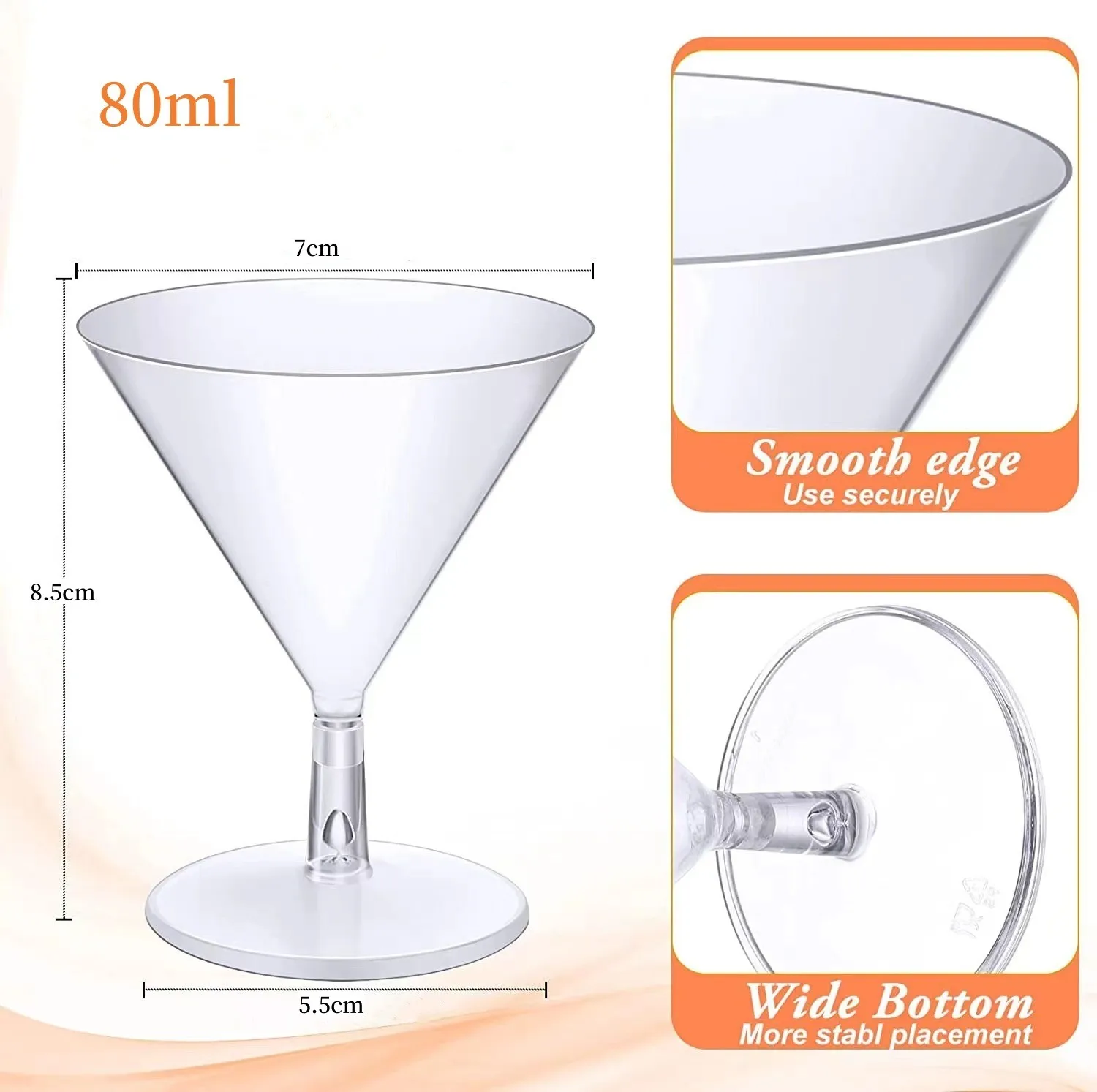 80ml 2oz Disposable Clear Mini Plastic Dessert Martini Cocktail Parfait Glasses Cups Cocktail Wine Shooter Shot Glasses