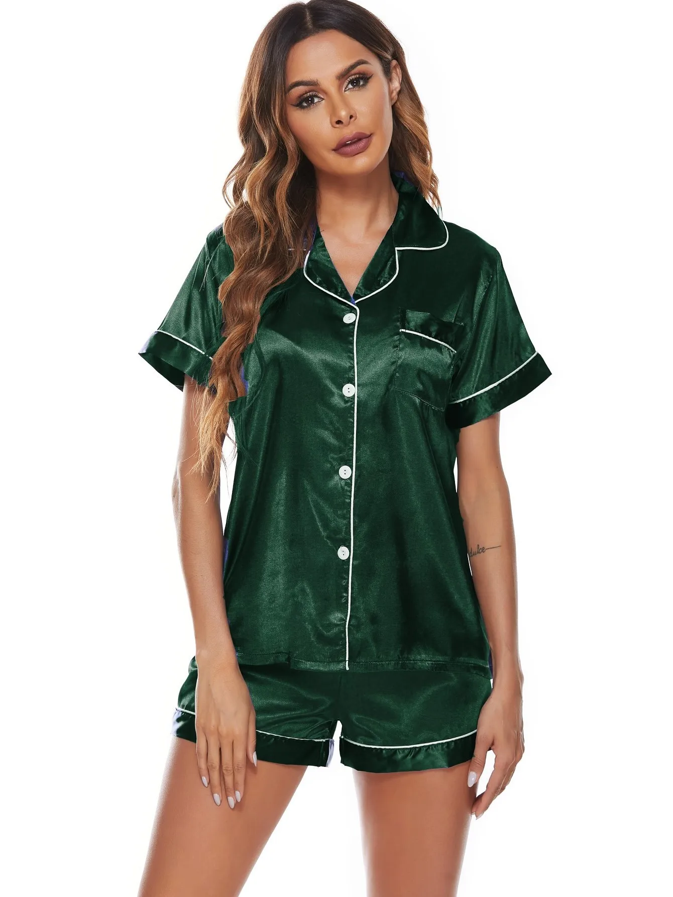 2023 New Wholesale Silk Pajamas Summer Short Sleeves Sexy Pajamas ...