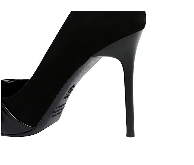 Latest Suede Women Heel Shoes 10 Cm High Heel Pointed Stilettos High Shoes Trendy Bow Designer