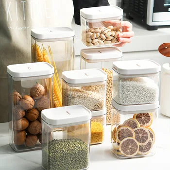 キッチン密閉缶詰穀物収納ボックス透明プラスチック家庭用食品